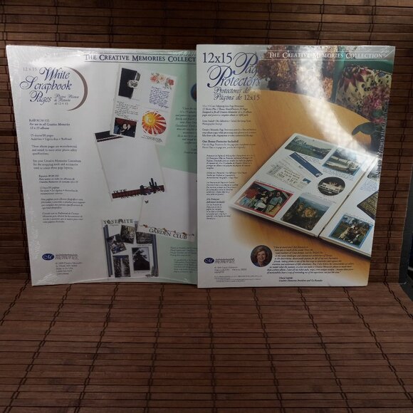 Creative Memories Lot 12x15 White Refill Scrapbook Pages & Protectors 15 Sheets